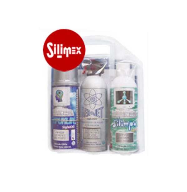 SILIMEX CA KIT COMPUSTAT (LIMPIADOR LCD)+ AEROJET (AIRE COMP.)+ SILIMPO (ESPUMA) 170ML C/U,  25 p/caja